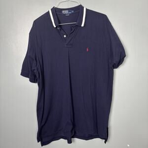 Vintage Y2K POLO RALPH LAUREN Men’s Navy Blue Short Sleeve Polo XL Preppy Clean